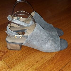 Lands End silver leather sandals